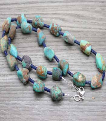 Gemstone Matte Turquoise and Lapis Necklace